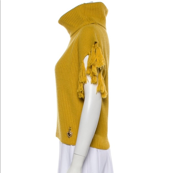 Love Moschino Yellow Fringe Turtleneck Sweater S - Picture 2 of 3